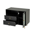Modern Makeup Vanity Desk with Mirror and Lights, Retractable Design, Black Engineered Wood, 58.50 x 15.80 x 52.30 inches
