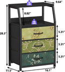 Retro Nightstand With 3 Drawers And 2 Tier Shelf Storage