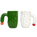 3d cactus style ceramic mug kitchen green & white polka dot cup
