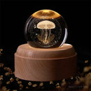3d galaxy crystal ball night light bedroom wooden music box