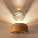 3d galaxy crystal ball night light bedroom wooden music box