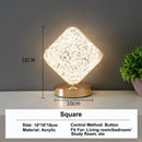 Golden crystalline crescent moon touch dimming night light bedroom