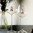 3d pink glass rose wine goblets dining room drinkware set