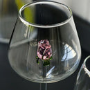 3d pink glass rose wine goblets dining room drinkware set