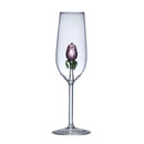 3d rose champagne flute glass – dining room pink flower goblet
