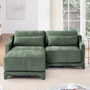 Elegant Green Chenille Two-Seater Sofa with Ottoman & Lumbar Pillows, Ergonomic Design, Easy Install
