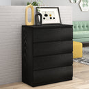 4 Drawer Dresser,Modern Storage Chest of Drawers,31.5In Black Dresser for Closet with Handle-Free Design, Closet Chests Organizer for Bedroom, Living Room,Black