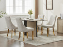 Rayon Cloth Flocking Chenille Dining Chairs Channel Kitchen Dinner Chair Comfy  Fabric Upholstered Accent Chair for Dining Room with Golden Stainless Steel Plating Legs,Set of 2 (Beige), SW1647BG