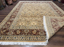 Fine Pak Persian Rug 9x12, Gold and Wine Red, Panel Design, 330 KPSI