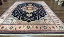 Karastan Rug 8x11 Navy Serapi, Kara Shah Rug, Navy Blue, Vintage Karastan Area Rug Wool Pile Karastan Rug