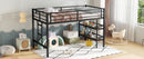 Twin Size Metal Loft Bed with Storage Shelf, Loft Bed with Easy Climbing Ladder and Guardrails for Kids, Black