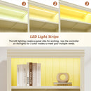 83.4' Tall Wood Bookcase with light strip,5-Tier Decor Bookshelves with Adjustable Shelves,Storage Organizer for CDs/Books,Free Standing Storage Shelves for Living Room,Home Office,Beige and Yellow