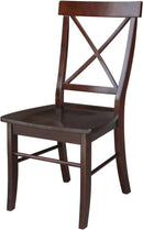X Back Dining Chair In Java Finish With Solid Wood Seat