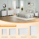 White Six Drawer Dresser Grooved Front ContouredProfile