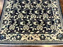 Sino Persian Rug 6x9, Hand Knotted Wool Carpet, Floral Allover, Blue Cream-Tan