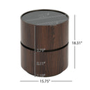Elegant MDF Italian High-Grade Double-Layer Storage Round Side Table in Brown and Black with Tempered Glass Top