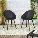 Modern Gable Dining Chair Set of 2 with Weather-Resistant Plastic in Black