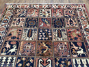 Antique Persian Bakhtiari Rug circa 1920s, Kheshti Panel Design, Wool, Hand-Knotted, 5'3" x 10'