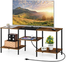 Rustic Brown 50 Inch TV Stand With Power Outlets And Shelf