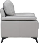 89 Inch Leather Sofa Silver Gray With Metal Legs Wood Frame