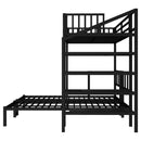 Twin over Twin & Twin Bunk Beds for 3, Twin XL over Twin & Twin Bunk Bed Metal Triple Bunk Bed with Desk & Shelves, Space Saving/Noise Reduction, Black
