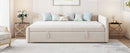 Full Size Upholstered L-Shaped Upholstered Daybed with Twin
Size Pop Up Trundle, Beige