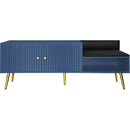 Modern Shoe Storage Bench with Hidden Storage and Upholstered Cushions for Bedside, Living Room and Entryway (Navy)