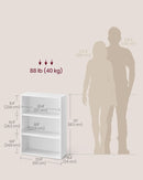 Cloud White 23.6 Inch Wide Three Tier Open Bookshelf