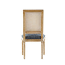 Vintage Inspired French Country Dining Chairs Set of 4 - Elegant Cane Backrest & Upholstered Seats - Rustic Weathered Finish - Solid Rubberwood Frame - Blue Gray