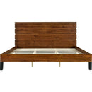 Mid-Century Modern Solid Wood Bed Frame King Size Platform Bed with Six-Piece Headboard Design, No Box Spring Needed, Brown