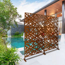 Outdoor & Indoor Privacy Screen Metal Privacy Screen 76' H×48' W, Freestanding Decorative Privacy Screen for Deck Balcony Patio, Privacy Fence Panels for Outside Lawn Garden PS117 BROWN