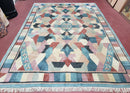 Contemporary Indian Nepalese Area Rug 8x11, Wool Hand-Knotted Modern Multicolor Nepali Abstract Carpet 8 x 11 Soft Playroom Nursery Room Rug