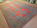 7x11 Turkish Oushak Rug, Vintage Red & Blue Oriental Carpet, Hand Knotted Wool Area Rug 7 x 11, Turkish Sparta Rug, Antique Turkish Rug Nice