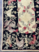 Small Vintage Hooked Rug, Roosters, Handmade, Wool