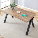 63'x35.4' Wood-Textured MDF Dining Table with Black A-Frame Legs.Density Board Sticker,Iron Pipe Spraying,Suitable for various occasions such as living rooms, kitchens, terraces, etc.