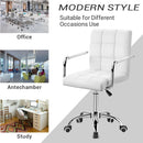 White Mid Back Office Task Chair With Adjustable Height And 360 Degree Swivel