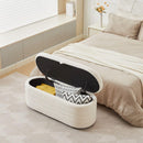 S03 Basics Upholstered Storage Ottoman and Entryway Bench WHITE