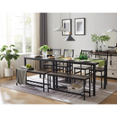 Dining Table Set for 4,Kitchen Table with 2 Benches,Wood Tabletop and Metal Frame,Breakfast Table Set for Small Space,Apartment,Dining Room, Home Office