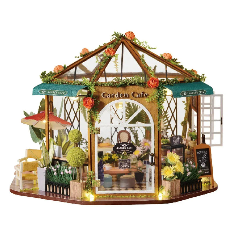 Miniature Wizardi Roombox Kit - Wooden Coffee Shop Dollhouse Kit