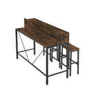59 inch bar table, dining table, sofa table with power socket and LED light, 3 saddle stools, 4-piece bar table and chairs set for living room, dining room and kitchen
