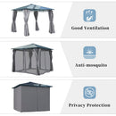 TREXM 10'x10' Hardtop Outdoor Gazebo with Polycarbonate Roof, Patio Gazebo with Aluminum Frame, Mosquito Netting and Privacy Screens for Shade and Rain, Backyard Tent for Backyard, Garden, Lawn (Grey)
