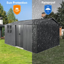 Metal garden sheds 12ftx10ft outdoor storage sheds grey with window with sliding door