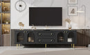 U-Can 78.7'' Modern TV Stand, TV Cabinet with Five Metal Legs and Metal Handles, 2 Drawers and 2 Cabinets with Fluted Glass Doors For Living room, Up to 80'' (Old SKU: SJ000122AAB)
