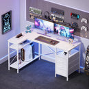 47 Inch L Shaped Desk With Power Outlets For Home Office