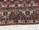 Navy Blue Antique Persian Rug 7x11, Veramin Mina Khani Repeated Allover Pattern, Vintage Authentic Hand Knotted Handmade Wool Room Sized Carpet