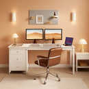 55 Inch White Computer Desk With Fabric Drawer For Home Office