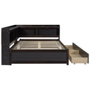 Full Size L-shaped Bookcases Bed with Power Outlets, USB Charging Ports,Two Drawers,Espresso