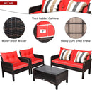 4 Piece Outdoor Wicker Patio Furniture Set with Cushions
