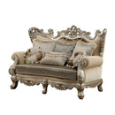 Ranita - Loveseat With 6 Pillows - Fabric & Champagne