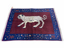 5 X 7 Handmade Zagros Wool Rug Snow White Panther Maroon Blue Organic Dyes